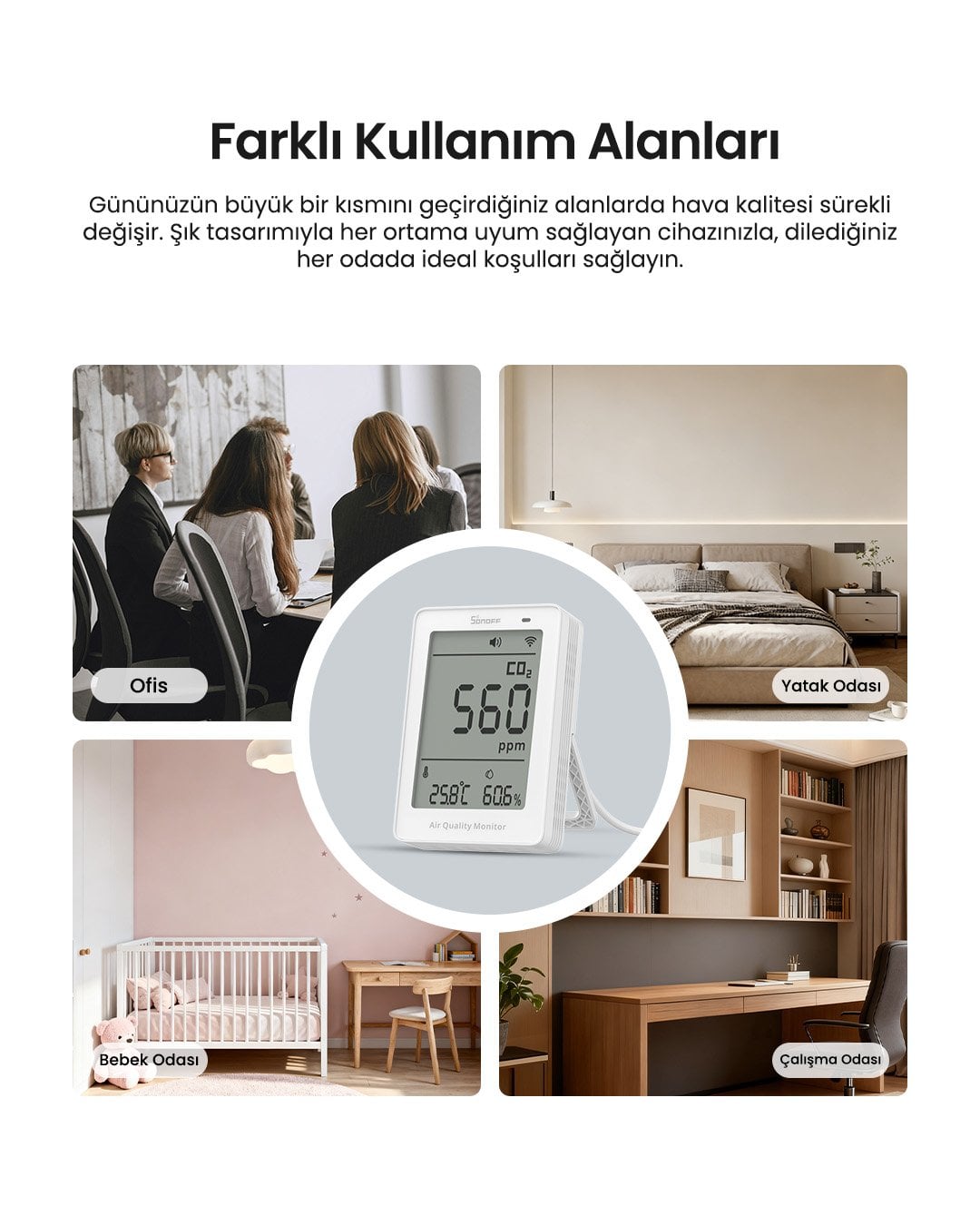 AirGuard CO2 Matter Akıllı Hava Kalitesi Ölçüm Cihazı | SAWF-08P