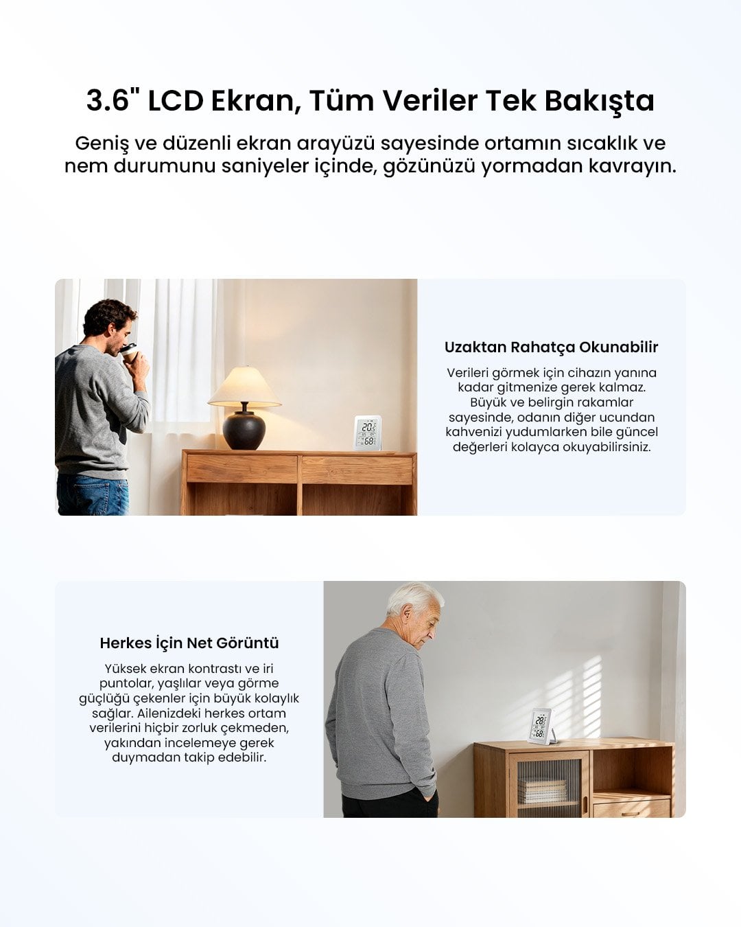 SONOFF AirGuard LCD Ekranlı Zigbee Akıllı Sıcaklık ve Nem Sensörü | SNZB-02DR2