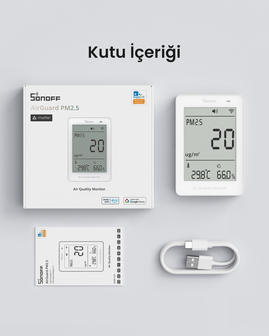 SONOFF AirGuard PM2.5/PM10 Matter Akıllı Hava Kalitesi Ölçüm Cihazı | SAWF-07P