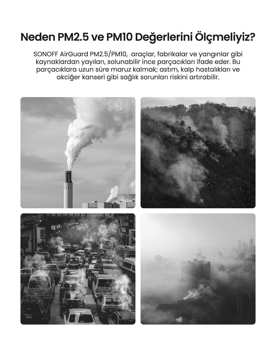 SONOFF AirGuard PM2.5/PM10 Matter Akıllı Hava Kalitesi Ölçüm Cihazı | SAWF-07P