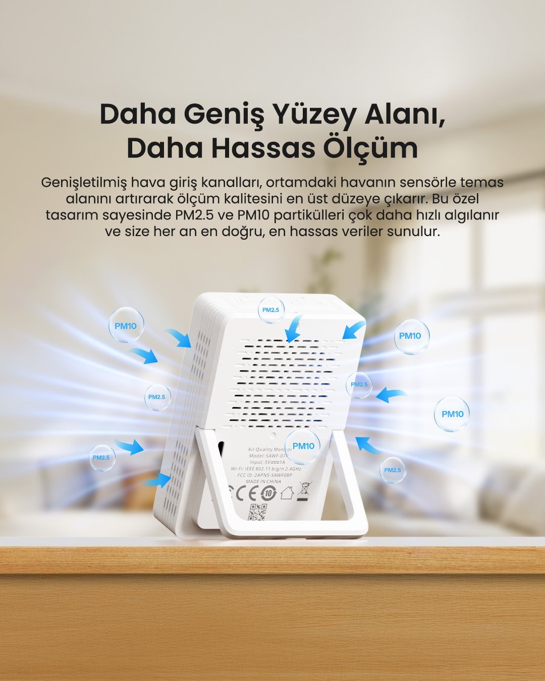 SONOFF AirGuard PM2.5/PM10 Matter Akıllı Hava Kalitesi Ölçüm Cihazı | SAWF-07P