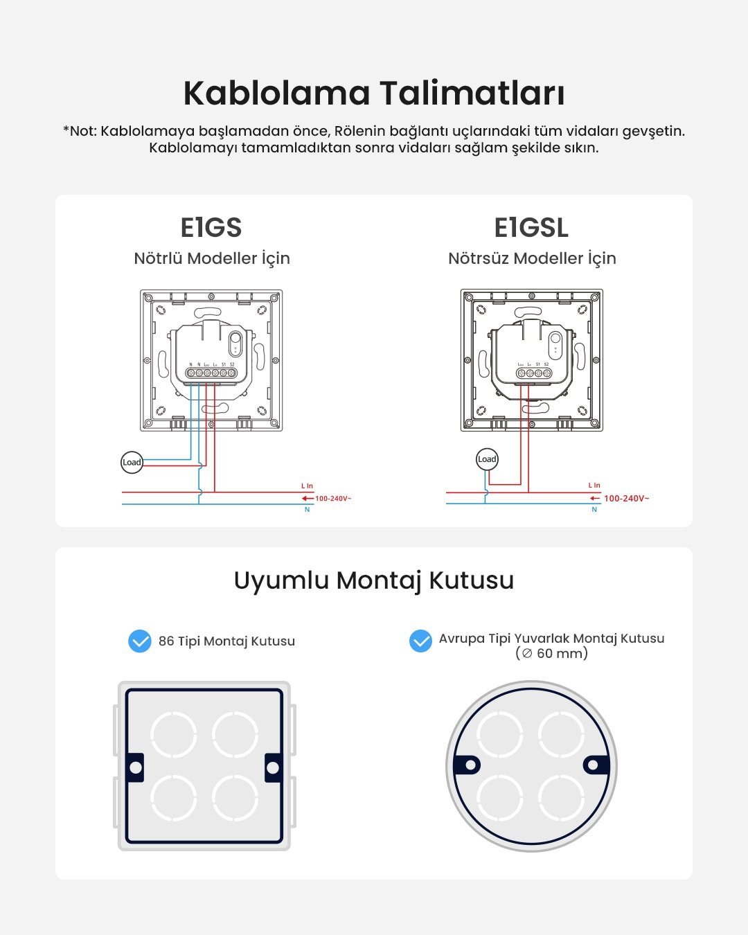 SONOFF E1GS Duvar Anahtarı Kapağı