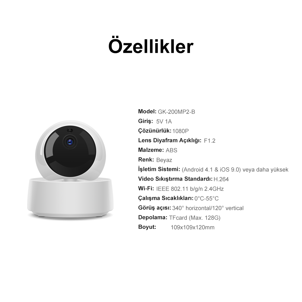 GK-200MP2-B Akıllı Kamera 360 Derece