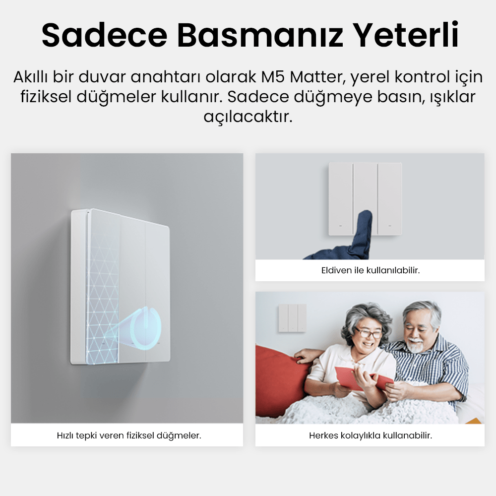 M5-1C-80W Beyaz Akıllı Duvar Anahtarı
