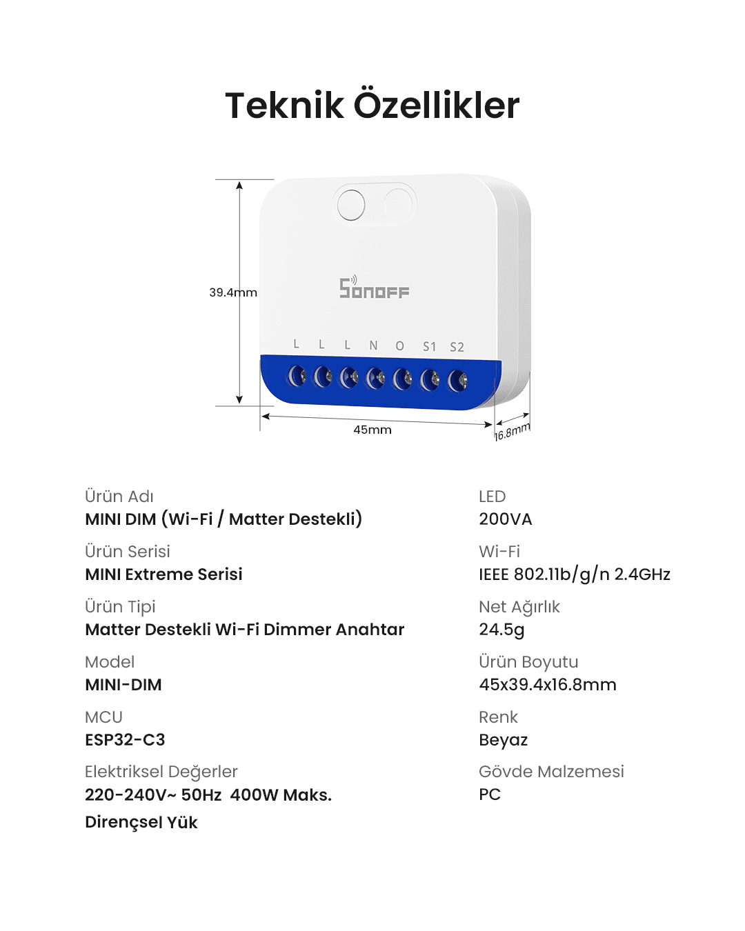 SONOFF Matter Dimmer Akıllı Röle