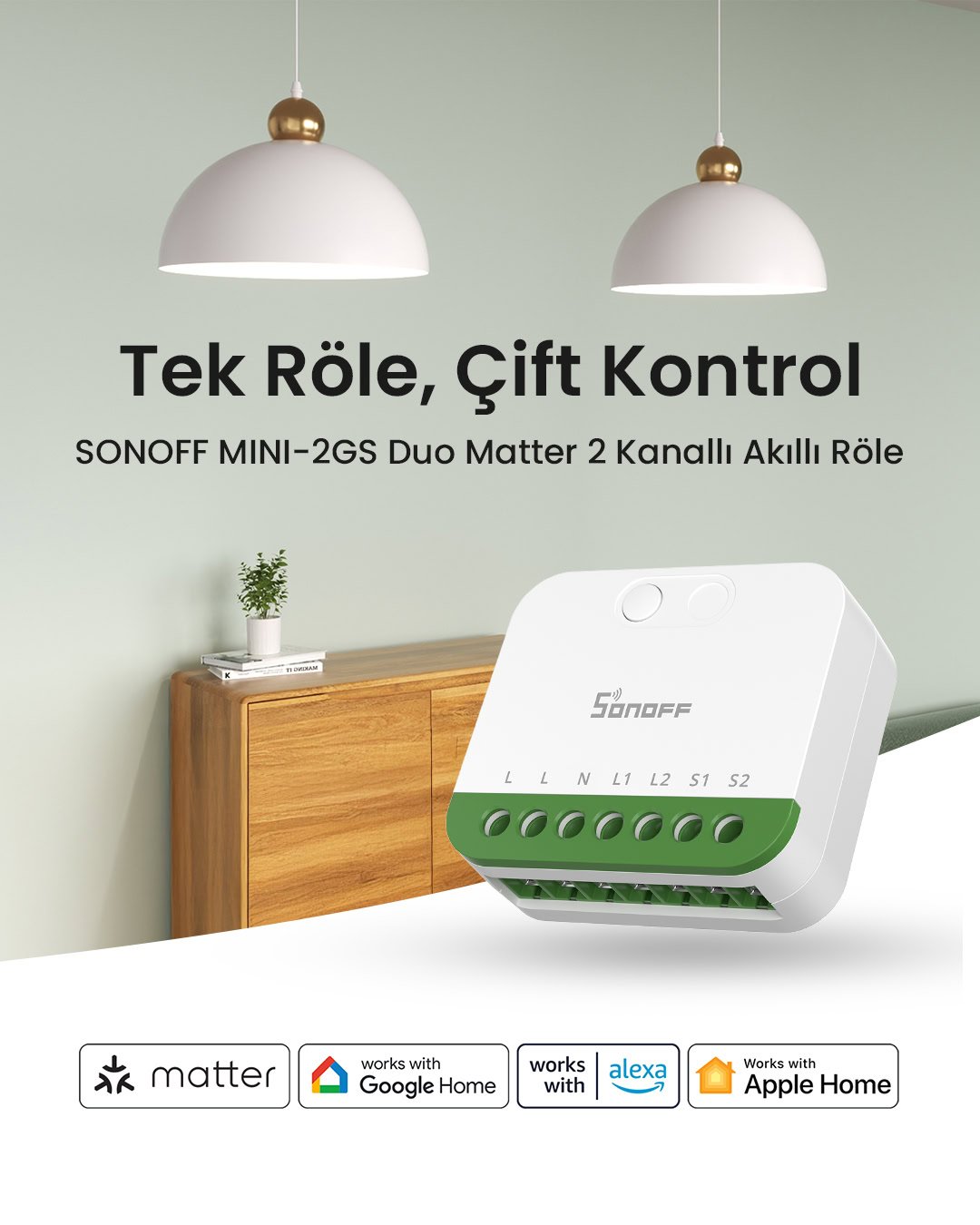 SONOFF 2 Kanallı Kontaktör Röle