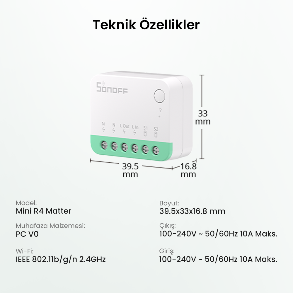 Sonoff Mini R4 Matter Akıllı Röle