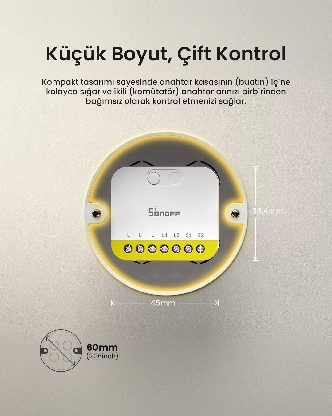 SONOFF Mini-ZB2GS-L Duo Nötrsüz ZigBee 2 Kanallı Akıllı Röle 