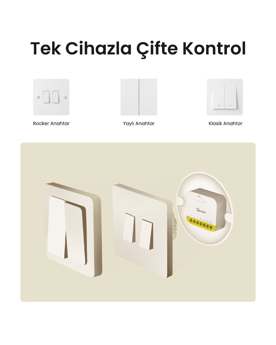 SONOFF Mini-ZB2GS-L Duo Nötrsüz ZigBee 2 Kanallı Akıllı Röle 