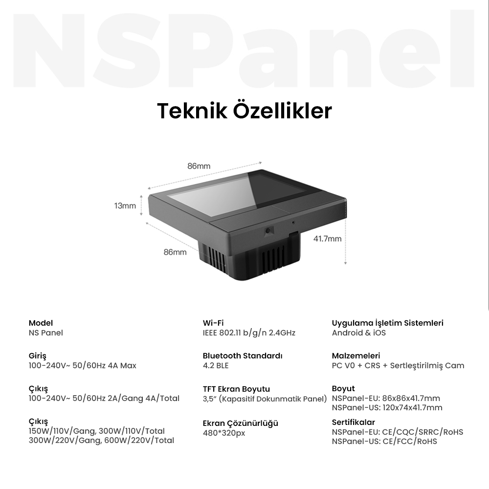 NS Panel Siyah Merkezi Kontrol Paneli