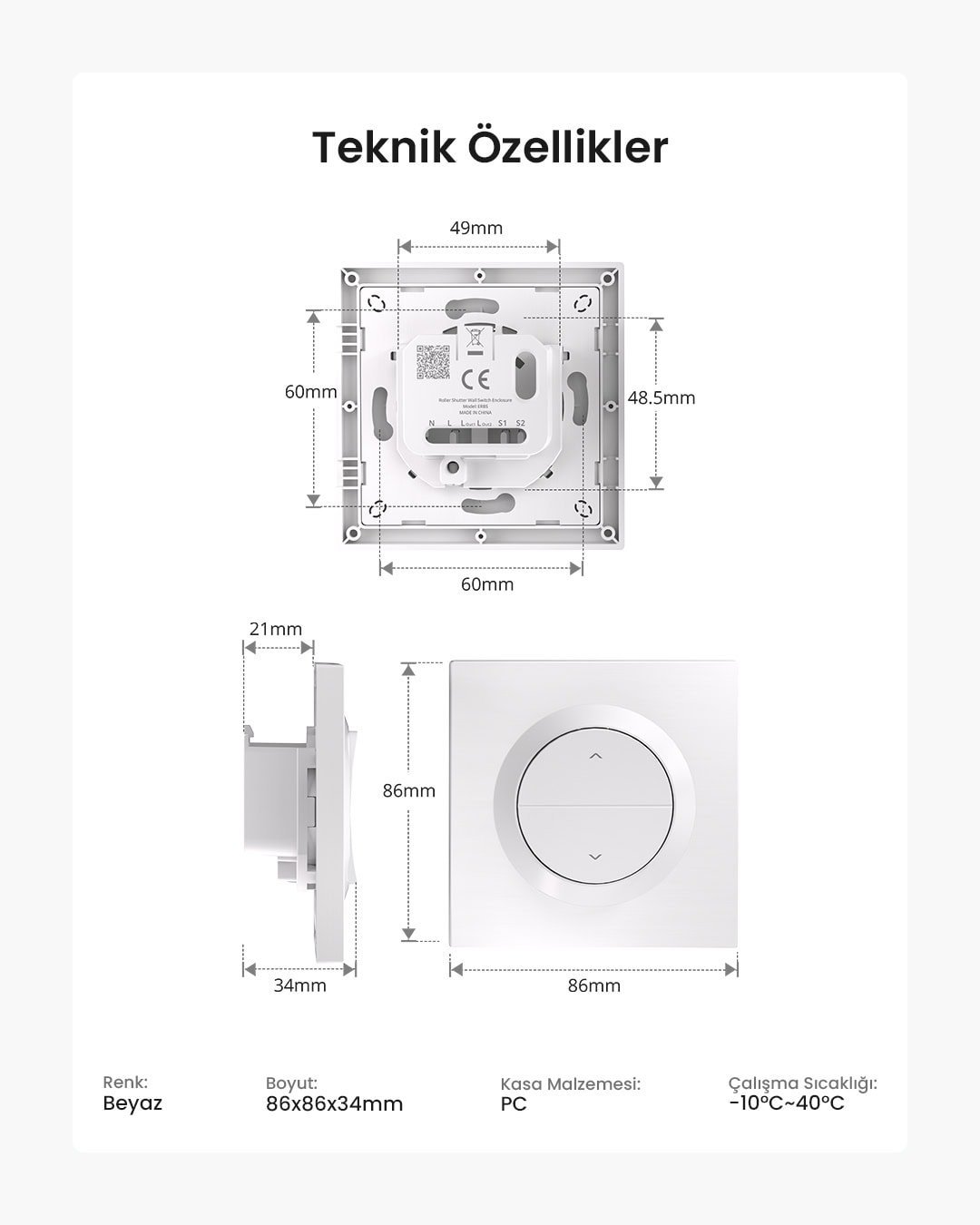 SONOFF Panjur Rölesi Duvar Anahtarı Kapağı | ERBS