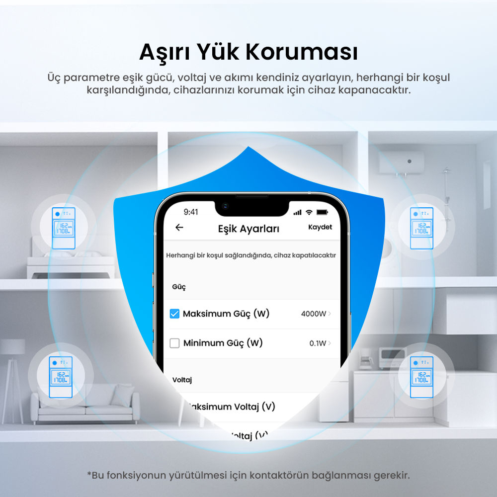 Pow Ring Dijital Ekranlı Akıllı Enerji Ölçer Röle