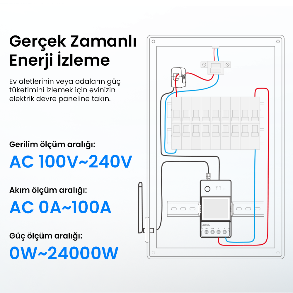 Pow Ring Dijital Ekranlı Akıllı Enerji Ölçer Röle