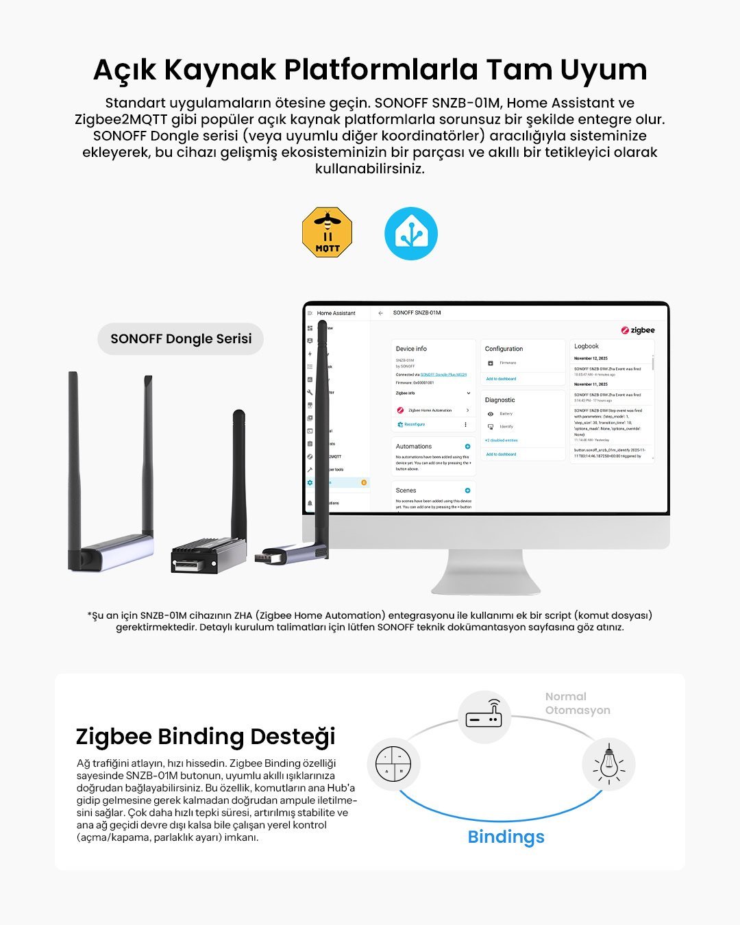 SONOFF SNZB-01M Zigbee 4 Tuşlu Kablosuz Akıllı Buton