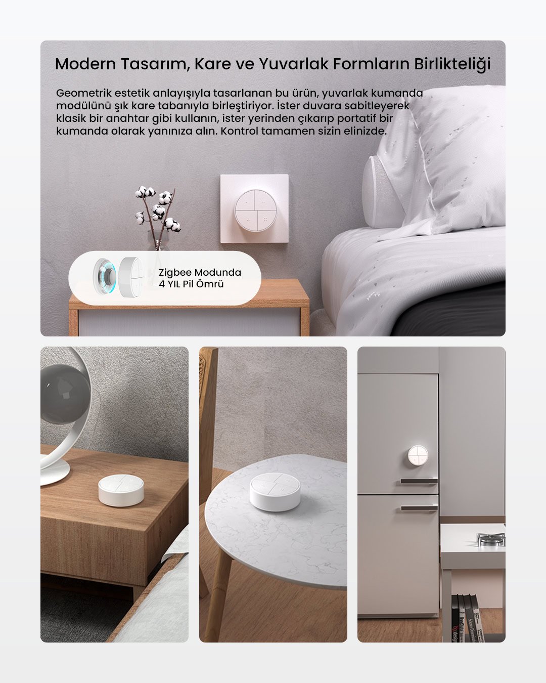 SONOFF SNZB-01M Zigbee 4 Tuşlu Kablosuz Akıllı Buton