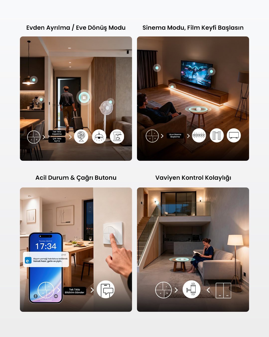 SONOFF SNZB-01M Zigbee 4 Tuşlu Kablosuz Akıllı Buton