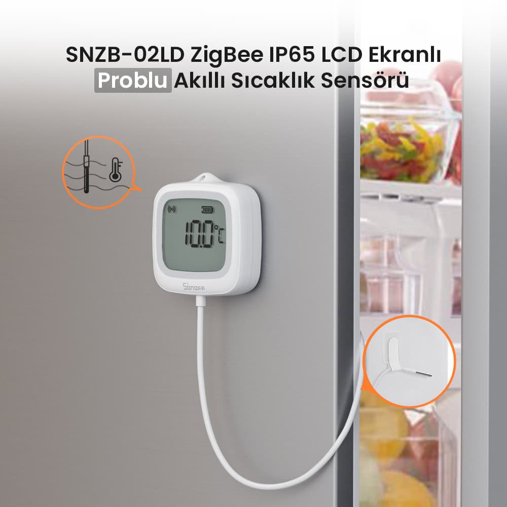 SONOFF SNZB-02LD ZigBee IP65 LCD Ekranlı Problu Akıllı Sıcaklık Sensörü