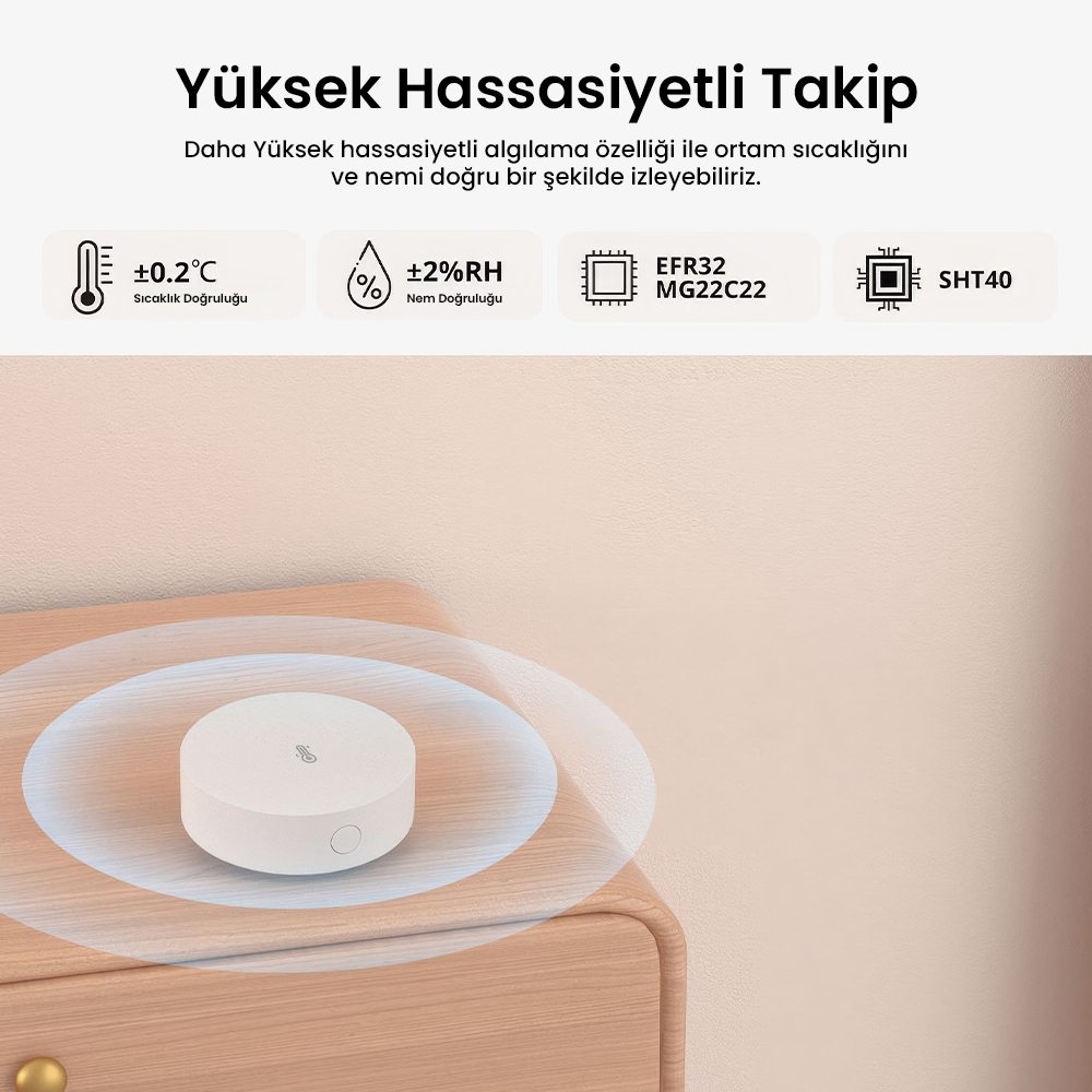 SNZB-02P ZigBee Sıcaklık ve Nem Sensörü
