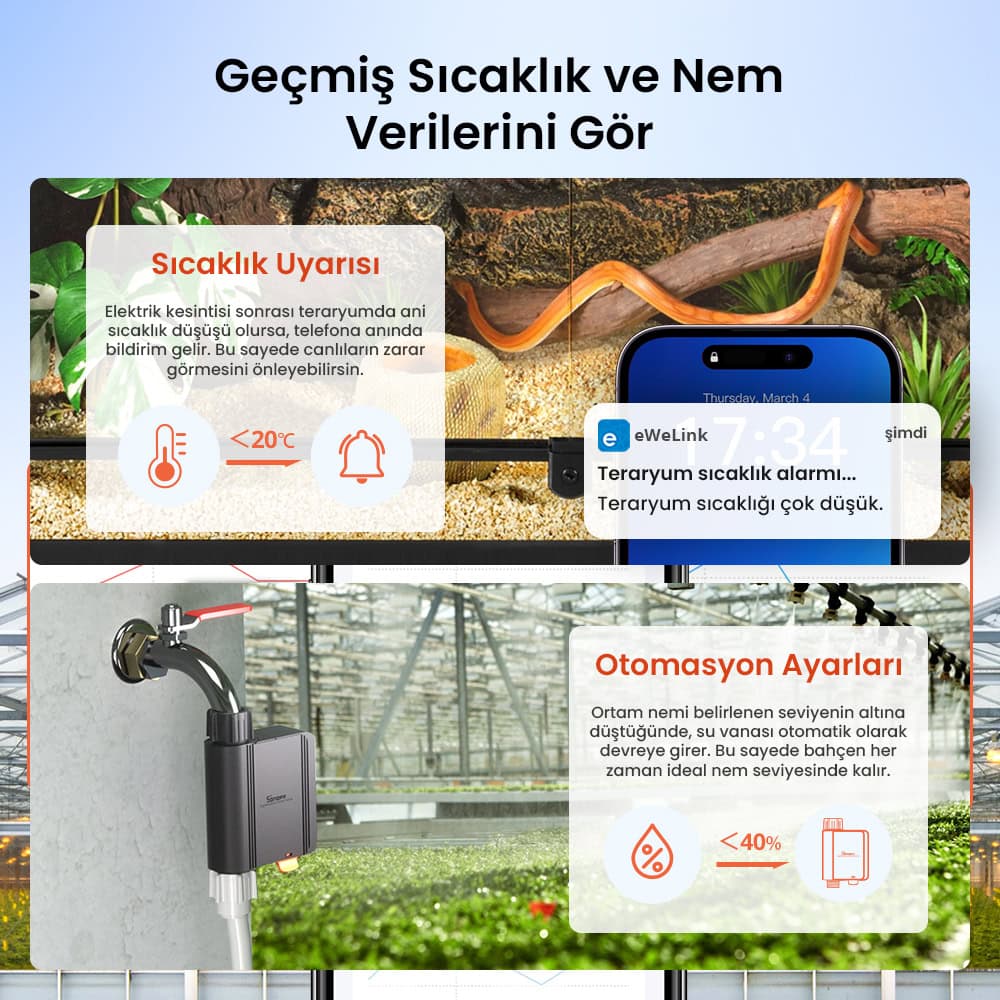 SONOFF SNZB-02WD ZigBee IP65 LCD Ekranlı Akıllı Sıcaklık ve Nem Sensörü 