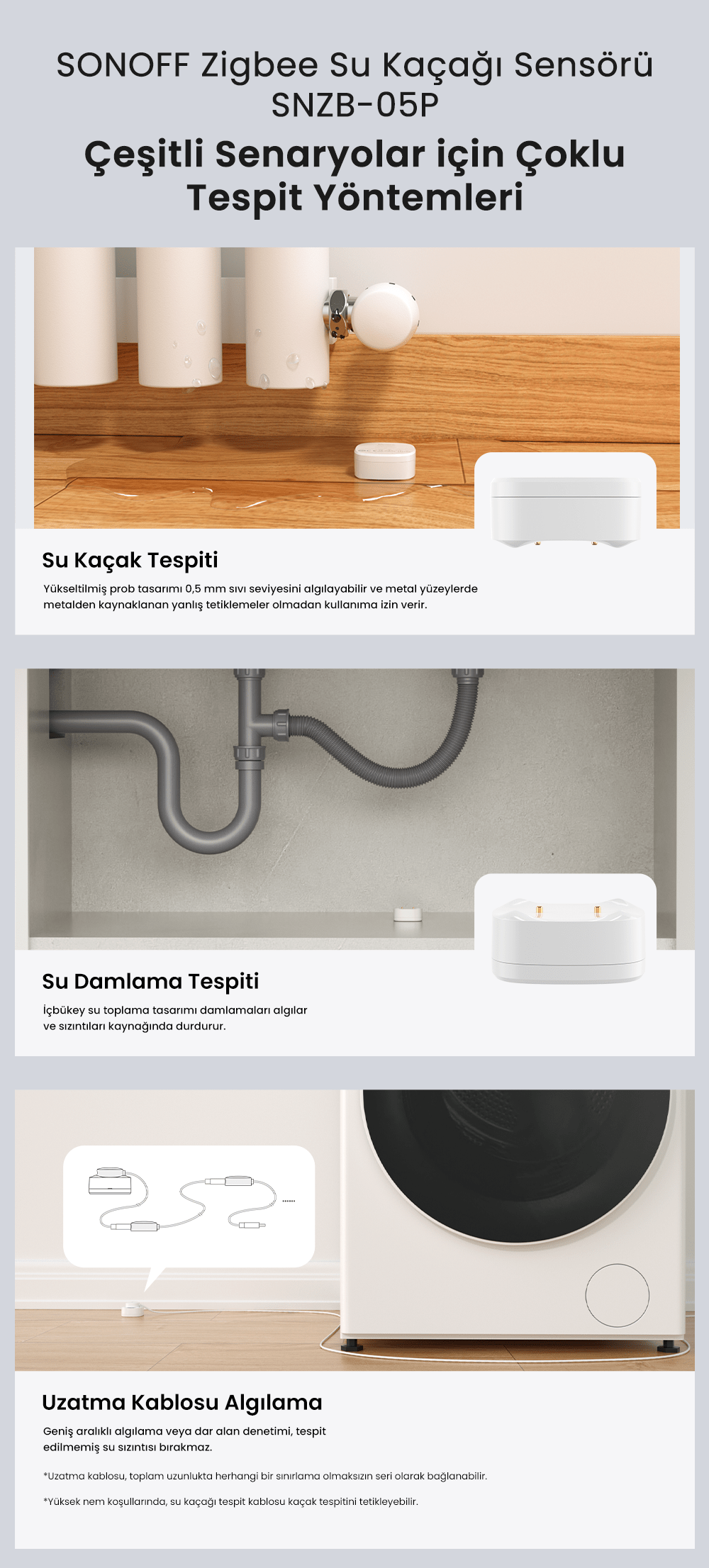 SNZB-05P ZigBee Su Kaçak Sensörü
