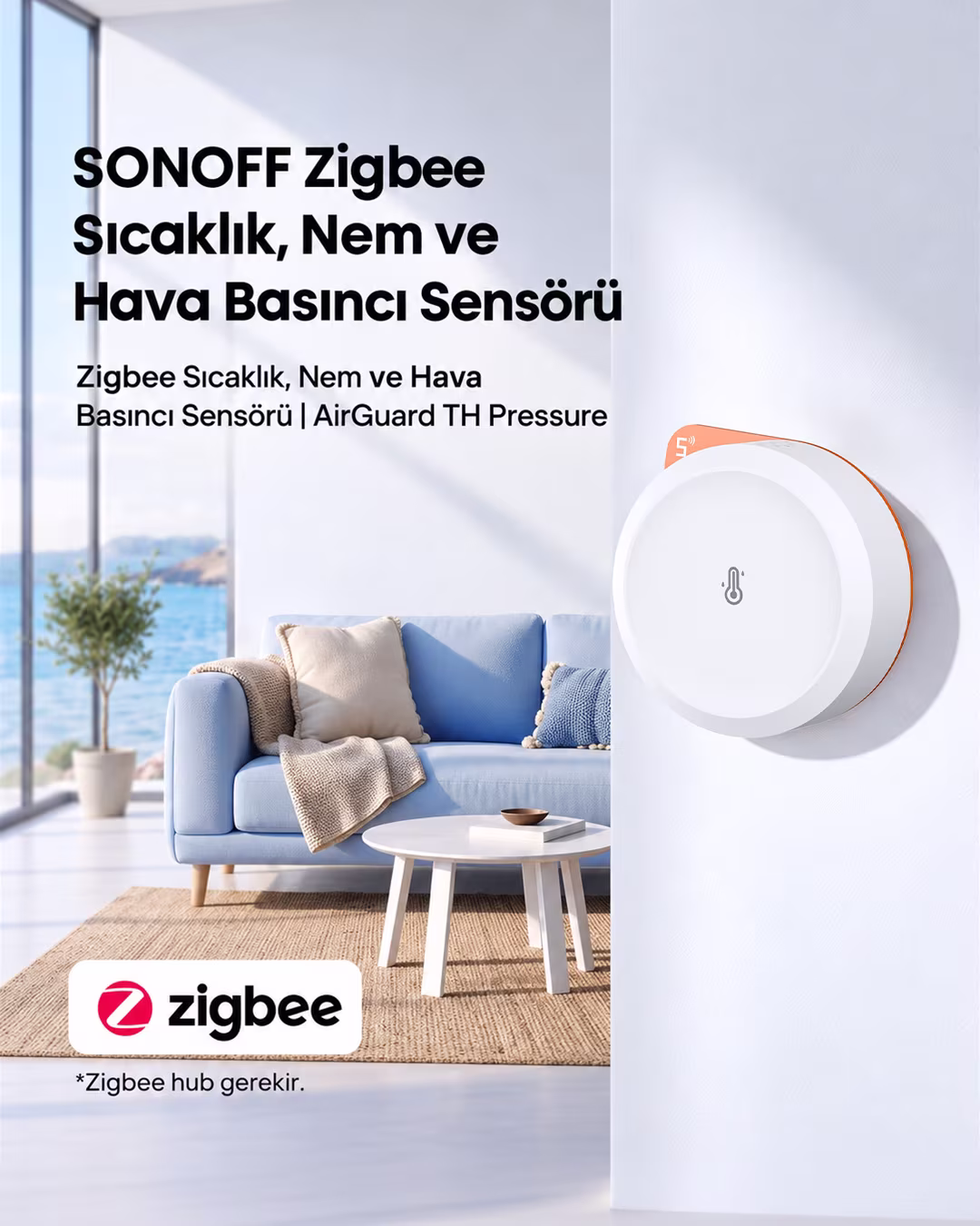 SONOFF AirGuard Zigbee Sıcaklık, Nem ve Hava Basıncı Sensörü | SNZB-02M