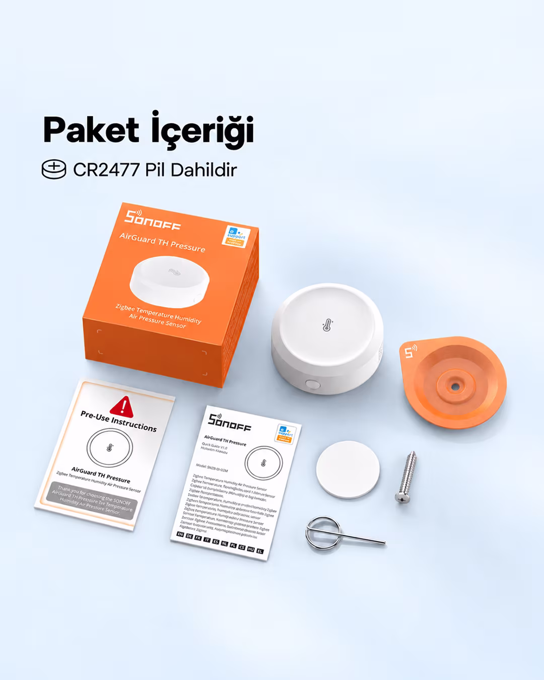 SONOFF AirGuard Zigbee Sıcaklık, Nem ve Hava Basıncı Sensörü | SNZB-02M