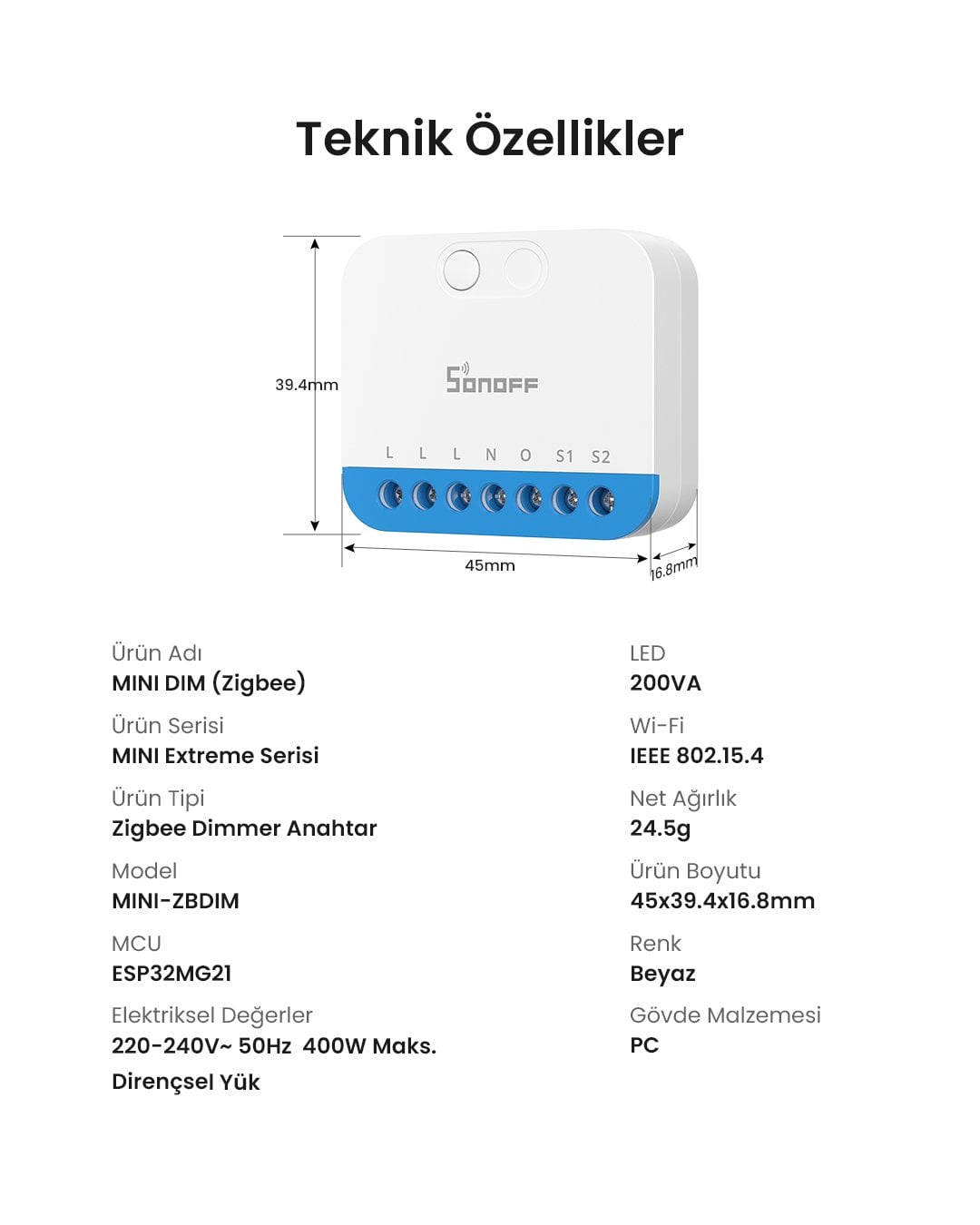 SONOFF Zigbee Dimmer Akıllı Röle | Mini-ZBDim