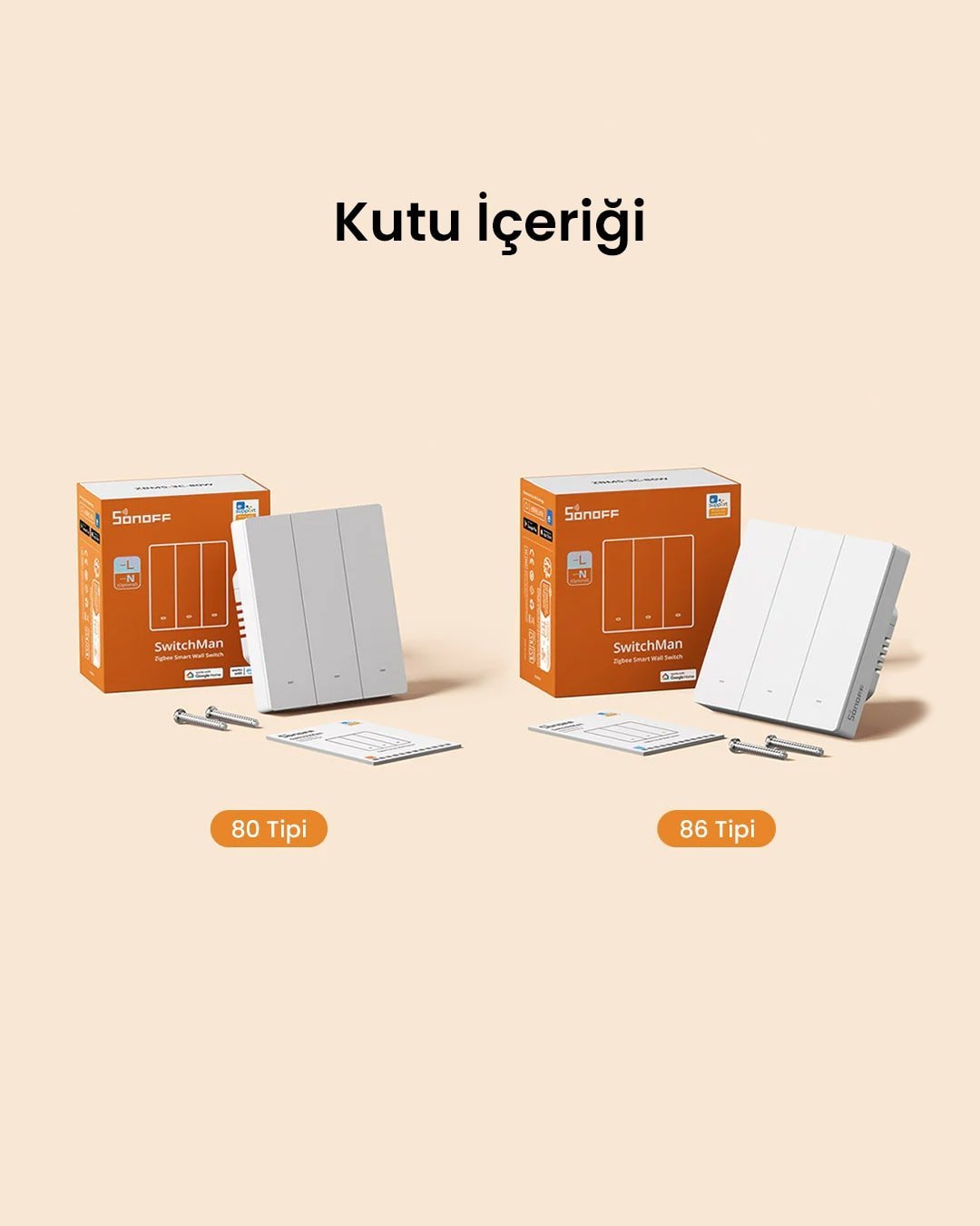 ZBM5-1C-80W ZigBee Akıllı Duvar Anahtarı Nötr ve Nötrsüz Uyumlu