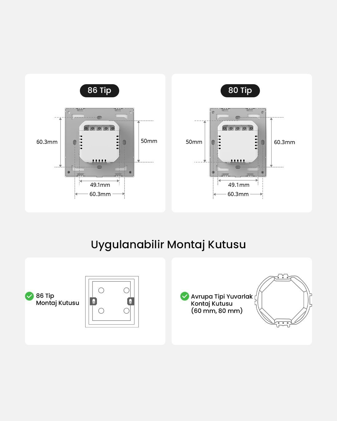 ZBM5-1c-86w ZigBee Akıllı Duvar Anahtarı Nötr ve Nötrsüz Uyumlu