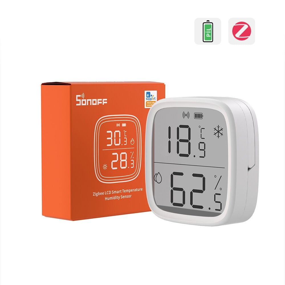 SONOFF SNZB-02D ZigBee LCD Ekranlı Akıllı Sıcaklık ve Nem Sensörü
