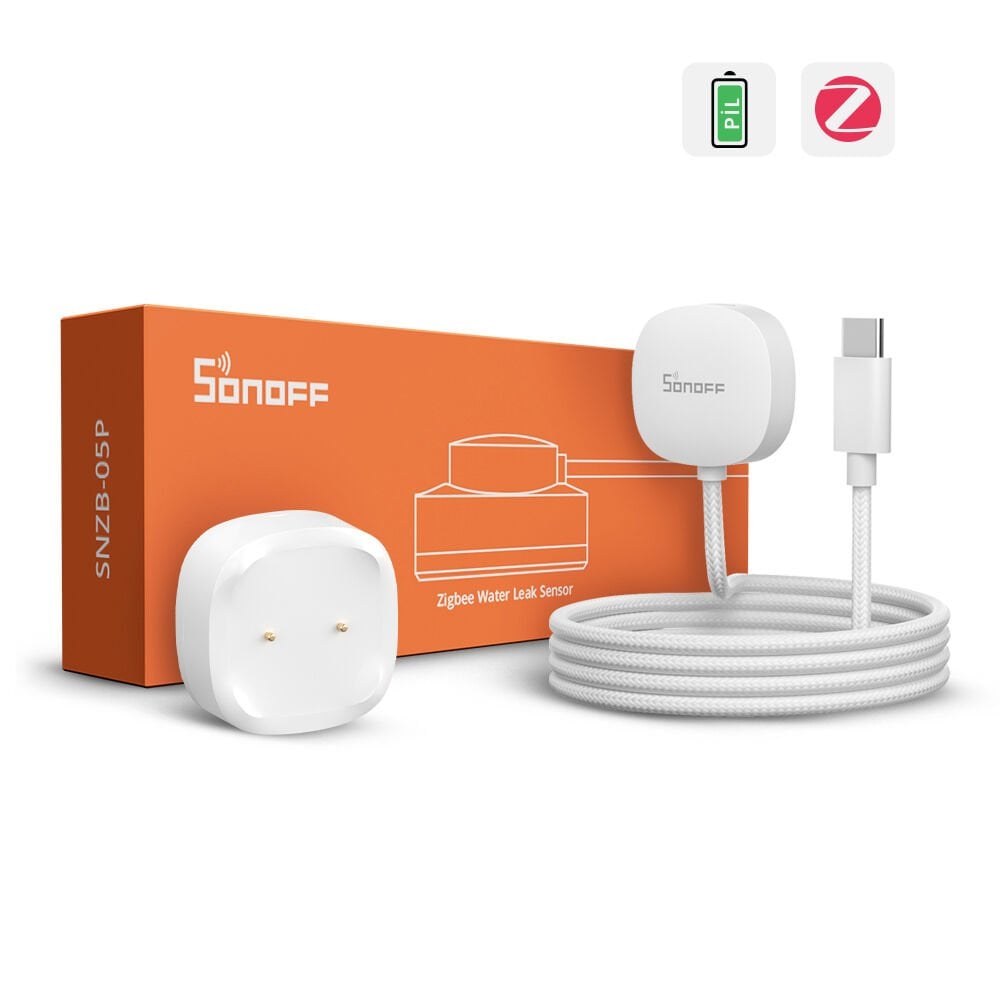 SNZB-05P ZigBee Su Kaçak Sensörü ve Kablosu 5 Adet