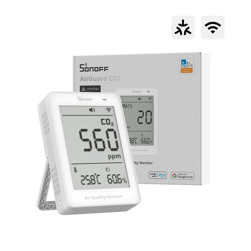SONOFF AirGuard CO2 Matter Akıllı Hava Kalitesi Ölçüm Cihazı | SAWF-08P