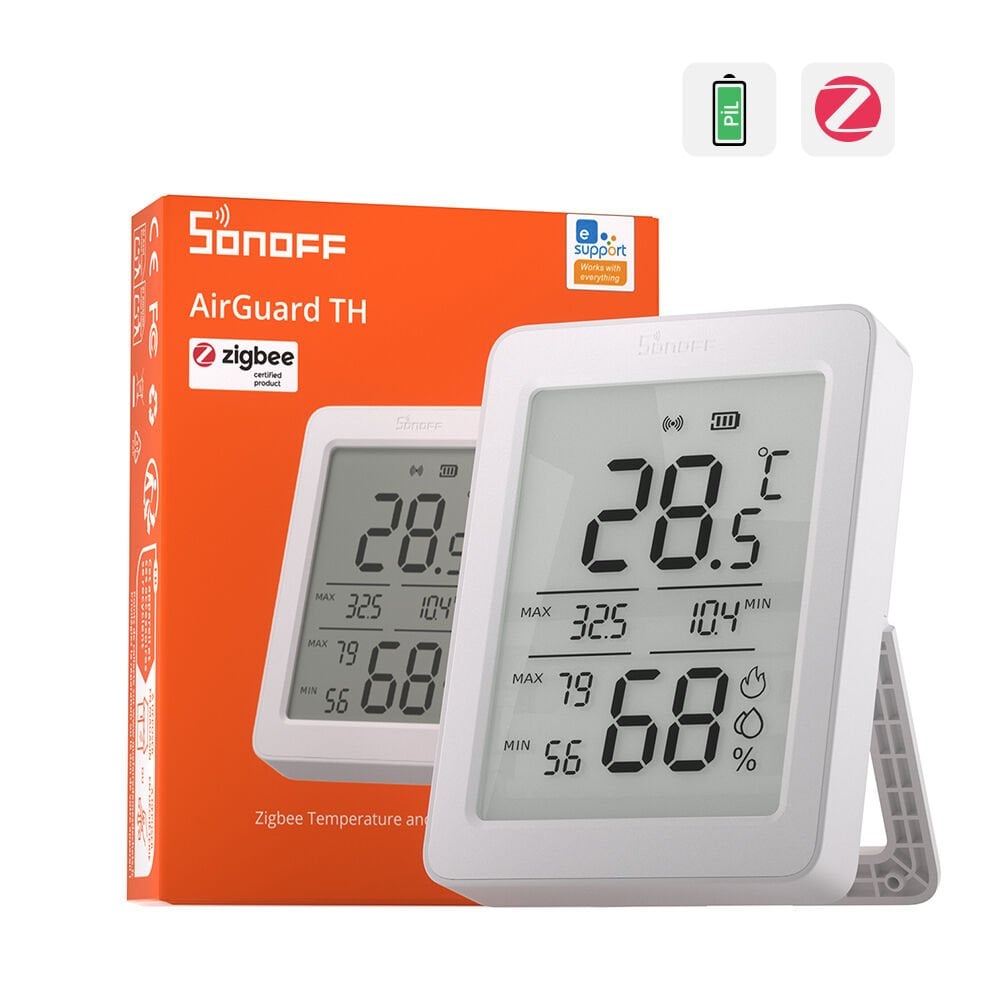 SONOFF AirGuard LCD Ekranlı Zigbee Akıllı Sıcaklık ve Nem Sensörü | SNZB-02DR2