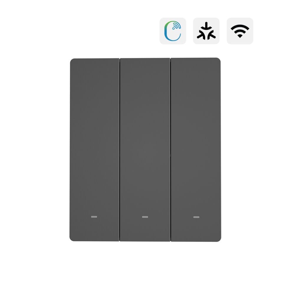 SONOFF M5 Matter Akıllı Duvar Anahtarları Koyu Gri - 3 Kanallı - 80