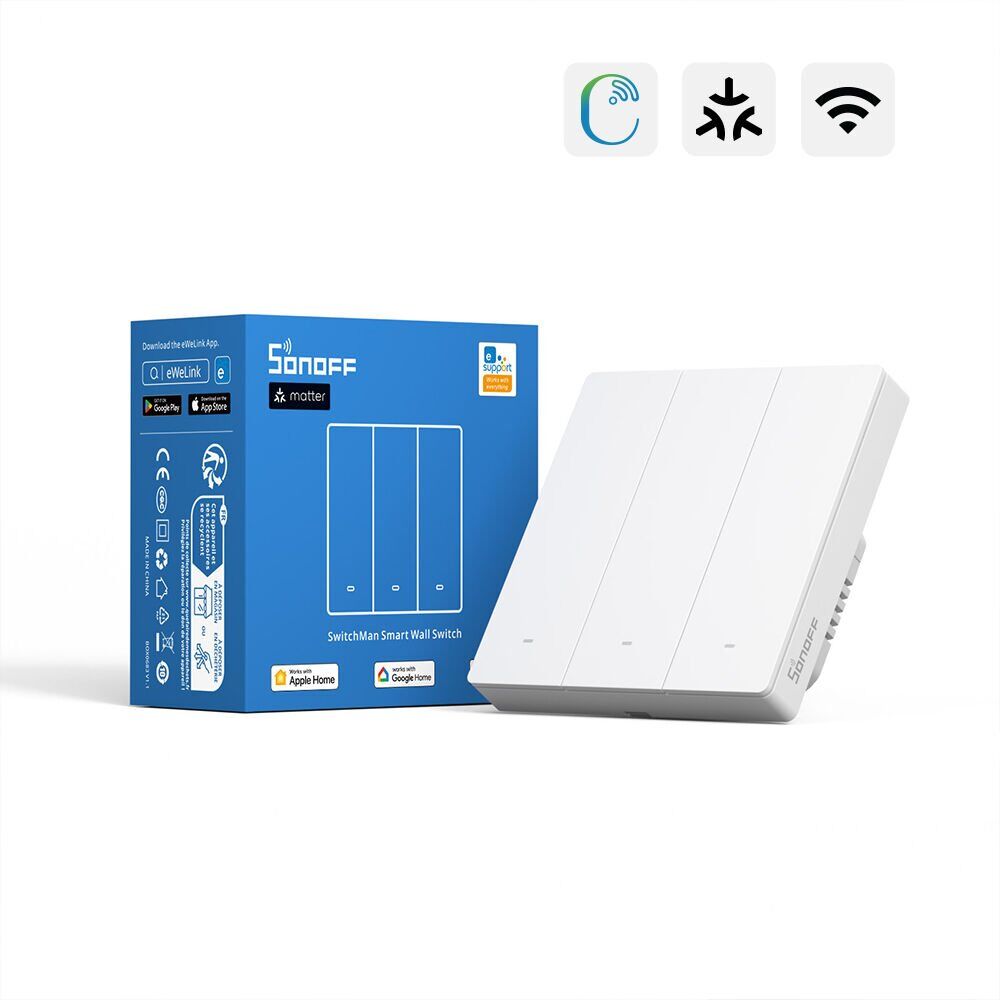 SONOFF M5 Matter Akıllı Duvar Anahtarları Beyaz - 3 Kanallı - 86