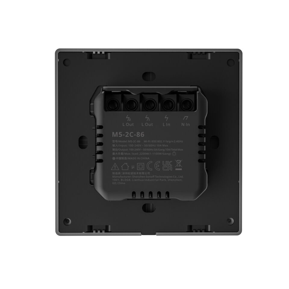 SONOFF M5 Akıllı Duvar Anahtarları Koyu Gri - 2 Kanallı - 86