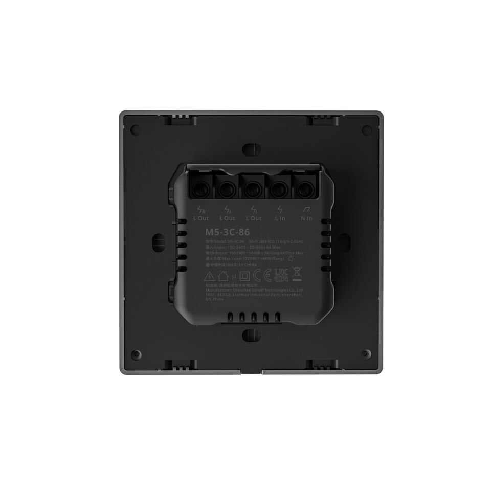 SONOFF M5 Akıllı Duvar Anahtarları Koyu Gri - 3 Kanallı - 86