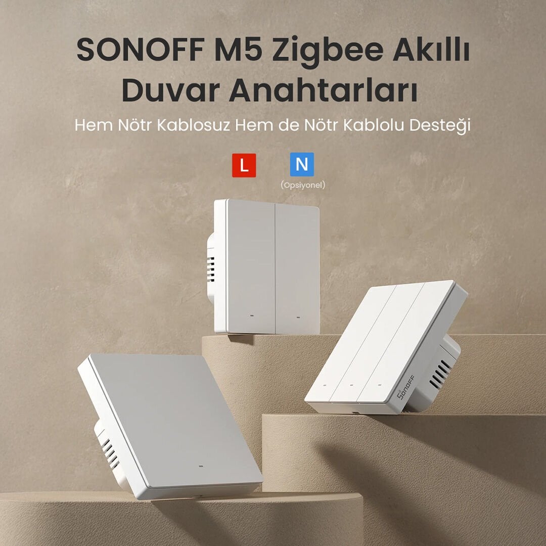 SONOFF M5 Zigbee Akıllı Duvar Anahtarları Nötr ve Nötrsüz Uyumlu