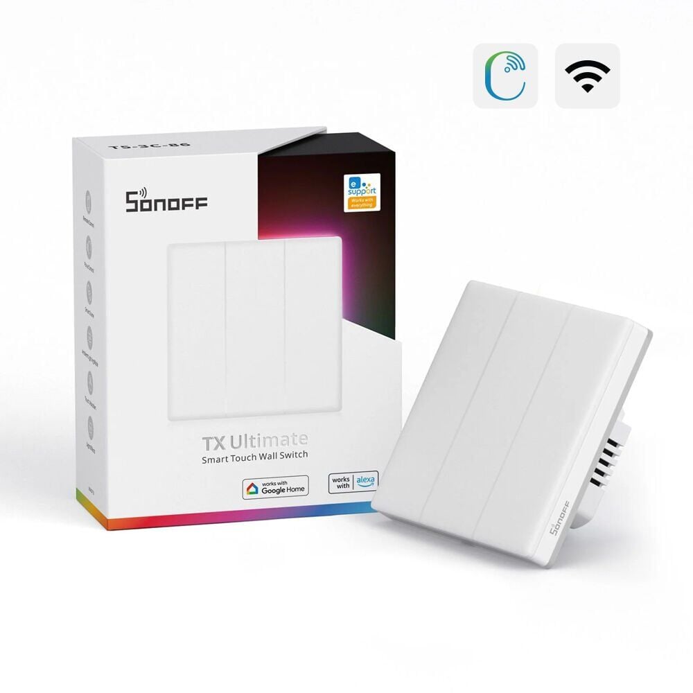 SONOFF TX Ultimate Akıllı Dokunmatik Duvar Anahtarları Beyaz - 3 Kanallı - 86