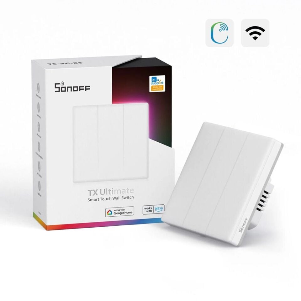 SONOFF TX Ultimate Akıllı Dokunmatik Duvar Anahtarları Beyaz - 3 Kanallı - 86