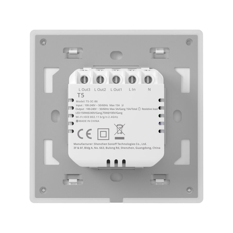 SONOFF TX Ultimate Akıllı Dokunmatik Duvar Anahtarları Beyaz - 3 Kanallı - 86