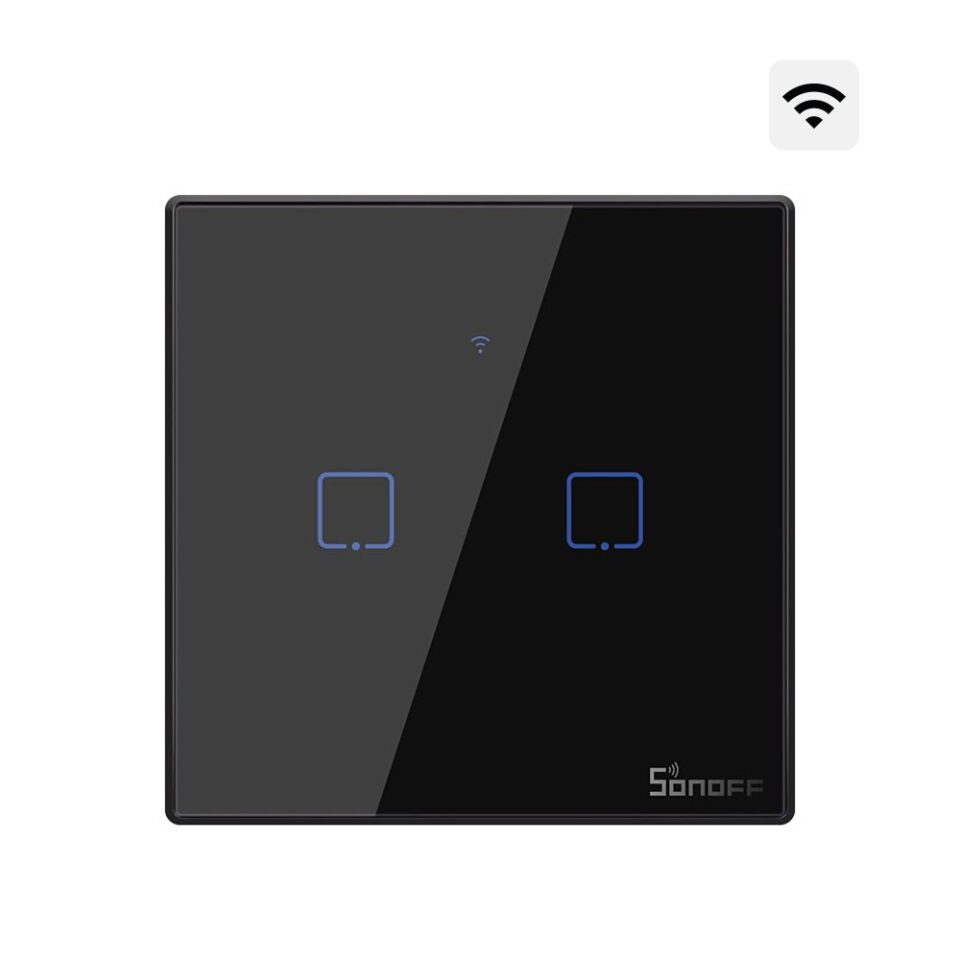 SONOFF TX Akıllı Dokunmatik Duvar Anahtarları Siyah - 2 Kanallı - 86