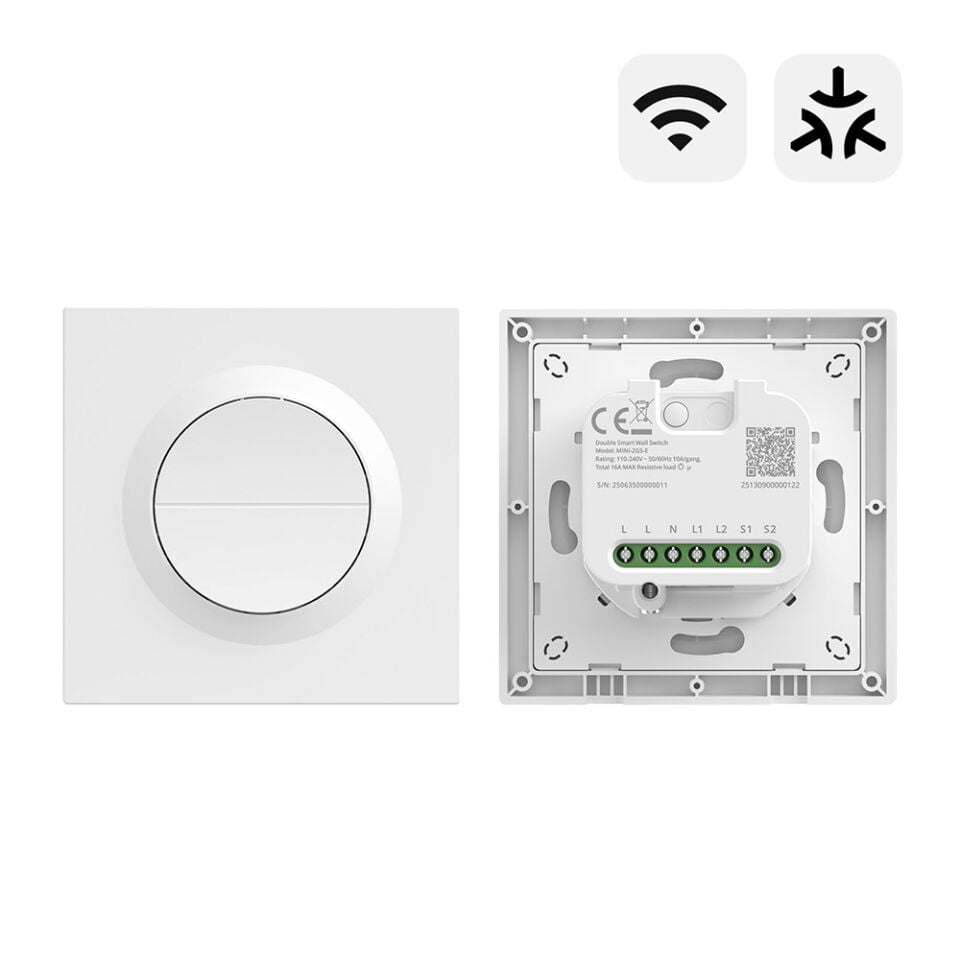 SONOFF Fusion Serisi Orb-MW2 Matter 2 Kanallı Akıllı Duvar Anahtarı | MINI-2GS-E
