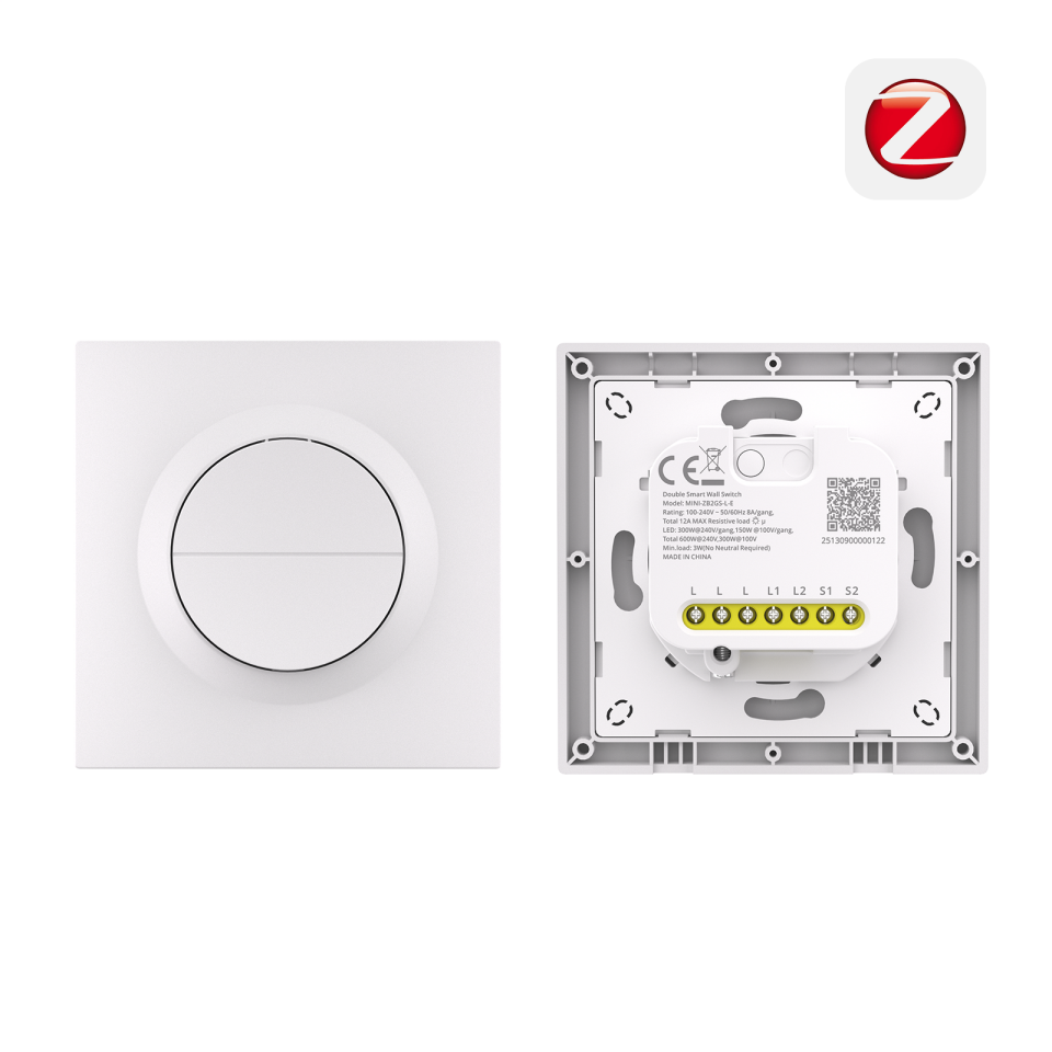 SONOFF Fusion Serisi Orb-ZBW2L Nötrsüz Zigbee 2 Kanallı Akıllı Duvar Anahtarı | MINI-ZB2GS-L-E