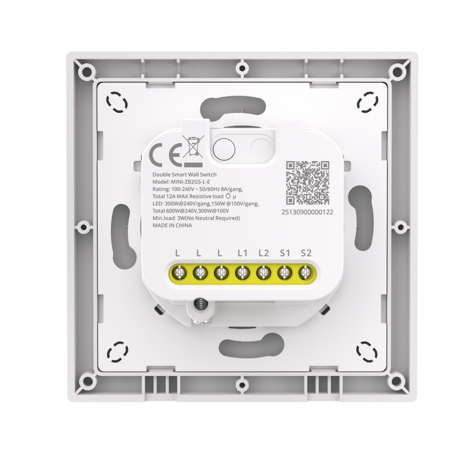 SONOFF Fusion Serisi Orb-ZBW2L Nötrsüz Zigbee 2 Kanallı Akıllı Duvar Anahtarı | MINI-ZB2GS-L-E