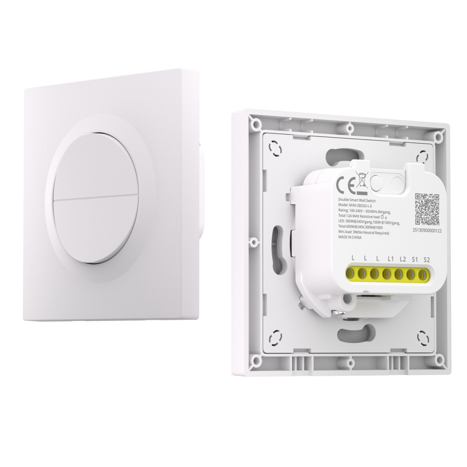 SONOFF Fusion Serisi Orb-ZBW2L Nötrsüz Zigbee 2 Kanallı Akıllı Duvar Anahtarı | MINI-ZB2GS-L-E