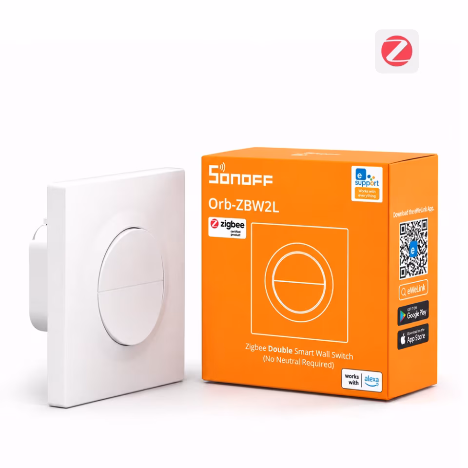 SONOFF Fusion Serisi Orb-ZBW2L Nötrsüz Zigbee 2 Kanallı Akıllı Duvar Anahtarı | MINI-ZB2GS-L-E