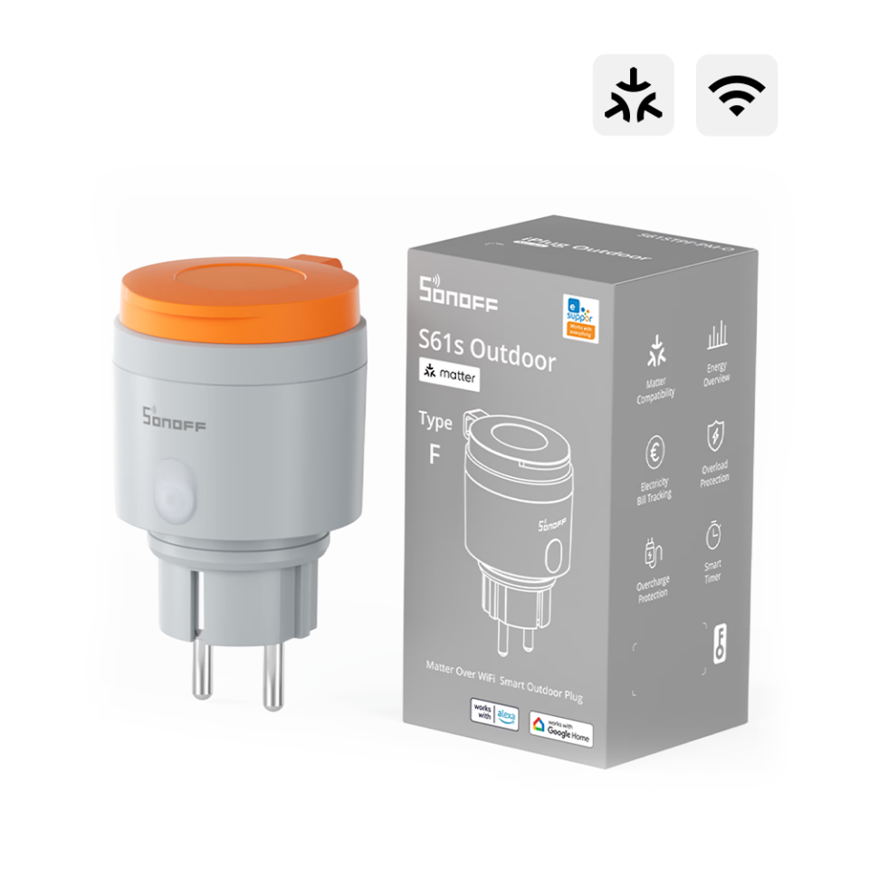 SONOFF S61s Dış Mekan Matter Akıllı Priz | S61STPF-PM-O