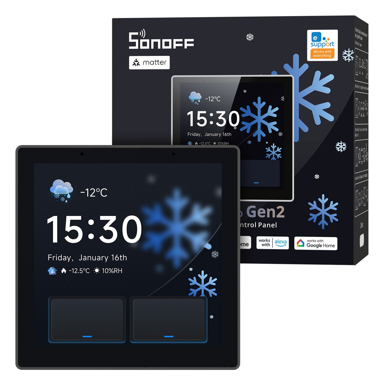 SONOFF NSPanel Pro Gen2 2 Kanallı Merkezi Kontrol Paneli Koyu Gri