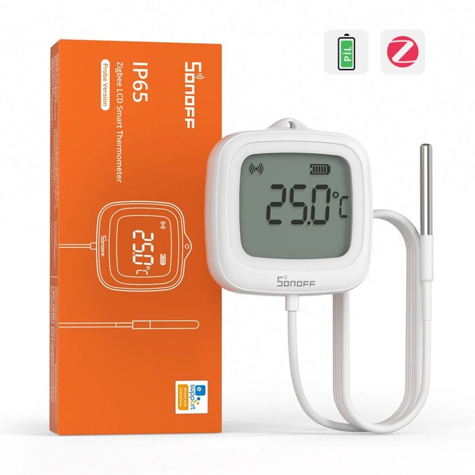 SNZB-02LD ZigBee IP65 LCD Ekranlı Problu Akıllı Sıcaklık Sensörü